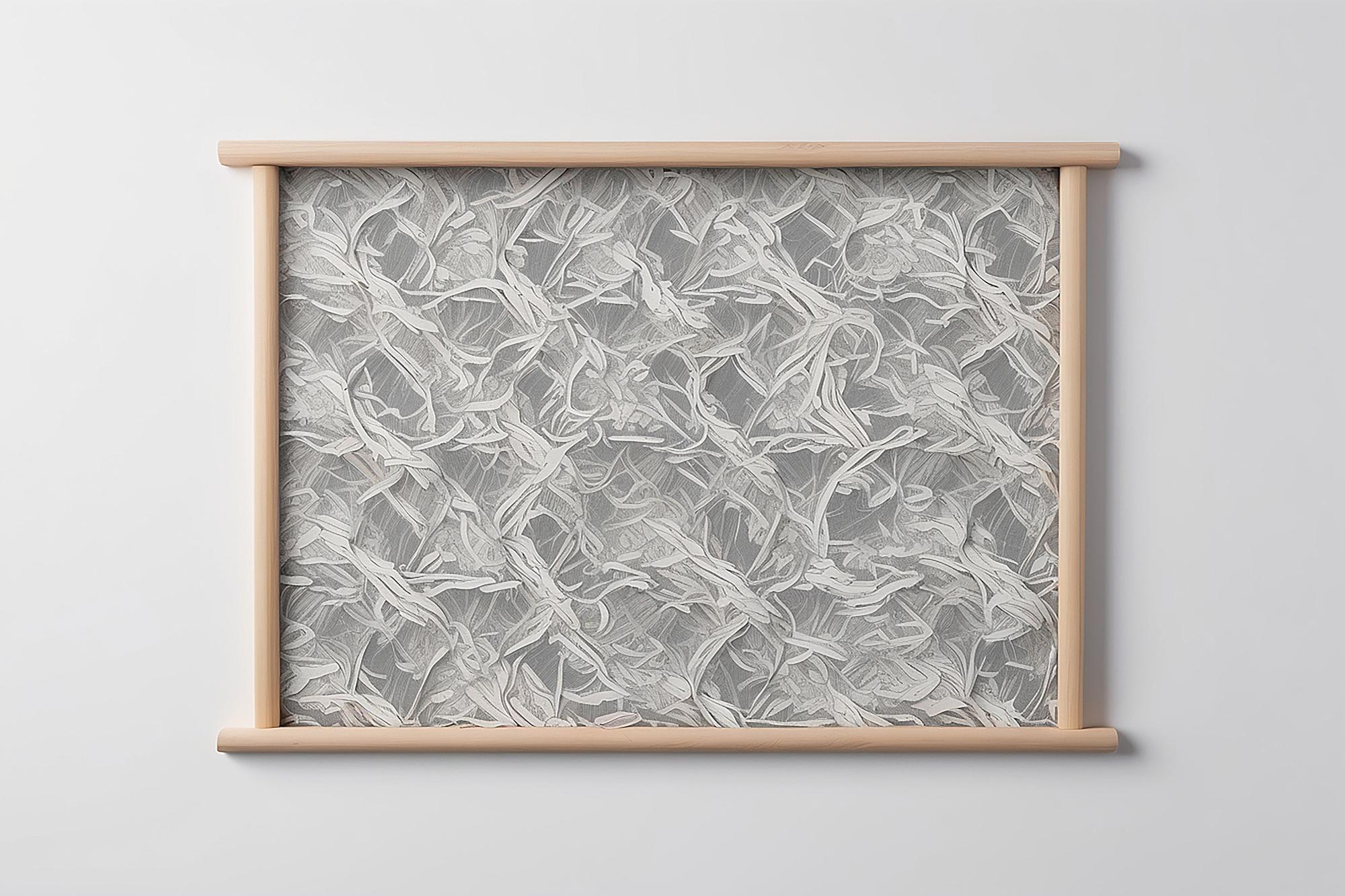 Large framed embroidered panel with tonal threads
